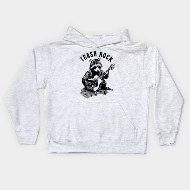 Trash Rock Raccoon Kids Hoodie by valentinahramov